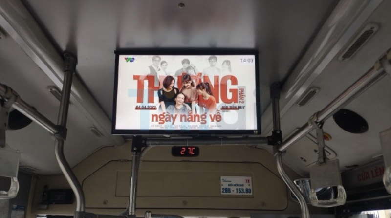 Quảng cáo LCD xe buýt (xe bus) – Kênh truyền thông sống động và hiệu quả 9 Quảng cáo màn hình trong xe buýt tiếp cận trực tiếp hành khách trong không gian khép kín, thời gian tiếp xúc dài