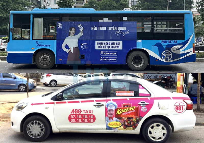 Quảng cáo xe buýt, Quảng cáo taxi